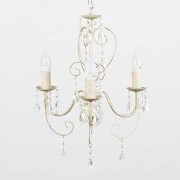 Valuelights Lille Cream Ornate Vintage Style 3 Way Ceiling Light Chandelier With Acrylic Jewels And 3X Ses E14 Glass Candle Bulbs - thumbnail 4
