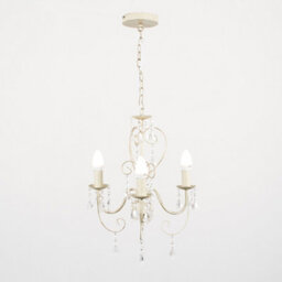 Valuelights Lille Cream Ornate Vintage Style 3 Way Ceiling Light Chandelier With Acrylic Jewels And 3X Ses E14 Glass Candle Bulbs - thumbnail 3