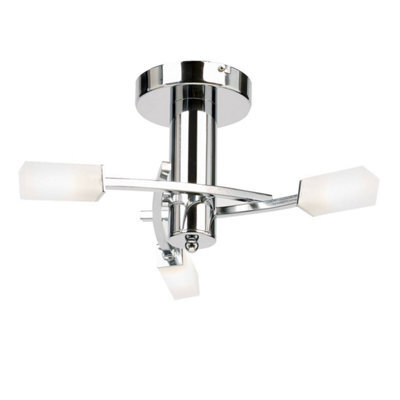 Luminosa Lighting Luminosa Havana 3 Light Semi Flush Multi Arm Ceiling Light Chrome, Acid Etched Glass, G9 - image 1
