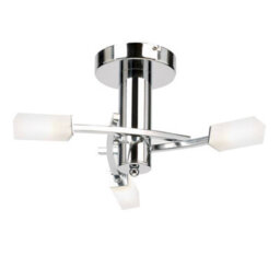 Luminosa Lighting Luminosa Havana 3 Light Semi Flush Multi Arm Ceiling Light Chrome, Acid Etched Glass, G9 - thumbnail 1