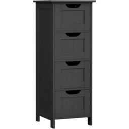 Songmics Bathroom Storage Cabinet, Freestanding Floor Unit With Drawers, Modern Bathroom Organizer, Living Room, Ink Black - thumbnail 7
