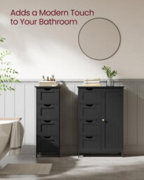 Songmics Bathroom Storage Cabinet, Freestanding Floor Unit With Drawers, Modern Bathroom Organizer, Living Room, Ink Black - thumbnail 6