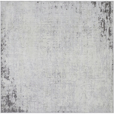 Livabliss Square Roma-Abstract Charcoal Grey Off-White Modern Marble Living Dining Bedroom Rug 200 X 200 Cm Easy Care, Non Shedding - image 1