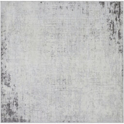 Livabliss Square Roma-Abstract Charcoal Grey Off-White Modern Marble Living Dining Bedroom Rug 200 X 200 Cm Easy Care, Non Shedding - thumbnail 1