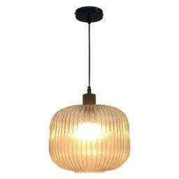 First Choice Lighting Set Of 2 Batley Large - Clear Ribbed Glass With Black Pendant Fittings - thumbnail 2