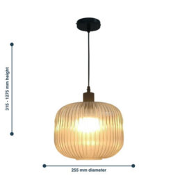 First Choice Lighting Set Of 2 Batley Large - Clear Ribbed Glass With Black Pendant Fittings - thumbnail 8