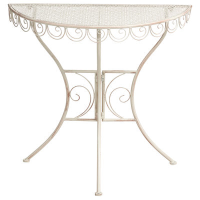 Wyld And Coco Lumagarden Half-Round Garden Bistro Table Beige Metal 80 X 36 X 75 Cm - Rust-Resistant Iron Frame - image 1