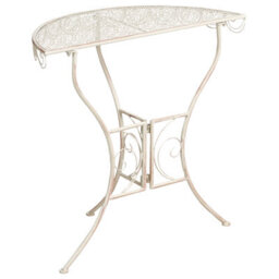Wyld And Coco Lumagarden Half-Round Garden Bistro Table Beige Metal 80 X 36 X 75 Cm - Rust-Resistant Iron Frame - thumbnail 5