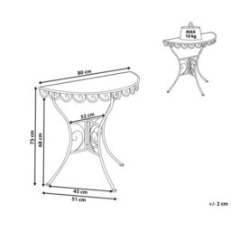 Wyld And Coco Lumagarden Half-Round Garden Bistro Table Beige Metal 80 X 36 X 75 Cm - Rust-Resistant Iron Frame - thumbnail 4