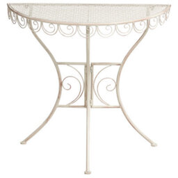 Wyld And Coco Lumagarden Half-Round Garden Bistro Table Beige Metal 80 X 36 X 75 Cm - Rust-Resistant Iron Frame - thumbnail 1