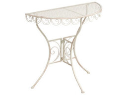 Wyld And Coco Lumagarden Half-Round Garden Bistro Table Beige Metal 80 X 36 X 75 Cm - Rust-Resistant Iron Frame - thumbnail 3