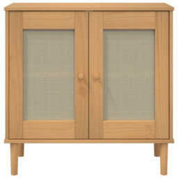 Berkfield Sideboard Senja Rattan Look Brown 80X35X80 Cm Solid Wood Pine - thumbnail 5