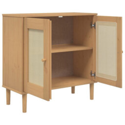 Berkfield Sideboard Senja Rattan Look Brown 80X35X80 Cm Solid Wood Pine - thumbnail 6