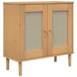 Berkfield Sideboard Senja Rattan Look Brown 80X35X80 Cm Solid Wood Pine - thumbnail 2