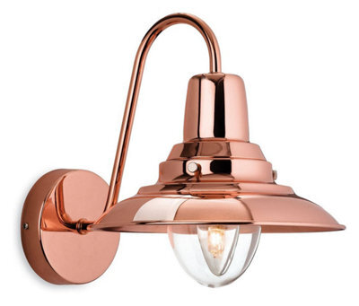 Luminosa Lighting Luminosa Fisherman 1 Light Indoor Dome Wall Light Copper, Clear Glass, E14