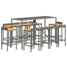 Berkfield 11 Piece Garden Bar Set Grey Poly Rattan& Solid Wood Acacia - thumbnail 3