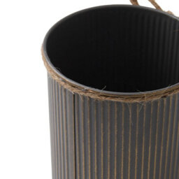 Slate Grey Set Of 3 Metal Planters Flower Pots With Jute Rope Rustic Vase Home Table Decor - thumbnail 3