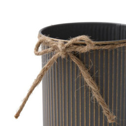 Slate Grey Set Of 3 Metal Planters Flower Pots With Jute Rope Rustic Vase Home Table Decor - thumbnail 4