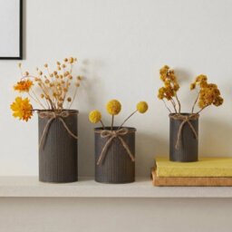 Slate Grey Set Of 3 Metal Planters Flower Pots With Jute Rope Rustic Vase Home Table Decor - thumbnail 6