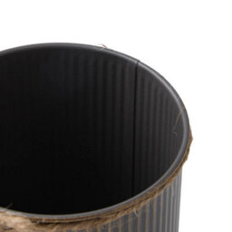 Slate Grey Set Of 3 Metal Planters Flower Pots With Jute Rope Rustic Vase Home Table Decor - thumbnail 5
