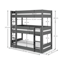 Julian Bowen Trio 90Cm Single Anthracite Black 3 Tier Triple Bunk Bed - thumbnail 9