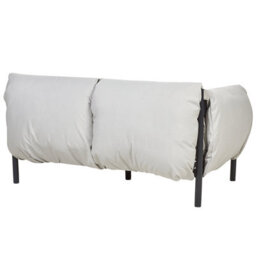 Beliani Five-Seater Garden Sofa Set - Black Aluminium Frame, Grey Water-Repellent Cushions - thumbnail 9