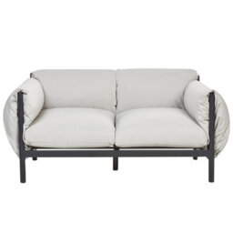 Beliani Five-Seater Garden Sofa Set - Black Aluminium Frame, Grey Water-Repellent Cushions - thumbnail 8