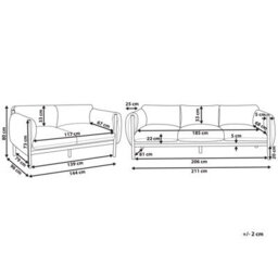 Beliani Five-Seater Garden Sofa Set - Black Aluminium Frame, Grey Water-Repellent Cushions - thumbnail 5