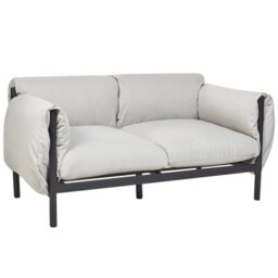 Beliani Five-Seater Garden Sofa Set - Black Aluminium Frame, Grey Water-Repellent Cushions - thumbnail 7