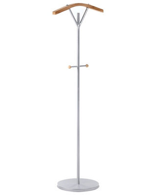 Wyld And Coco Novahome Silver Coat Rack 130 Cm Freestanding, 5-Hook Wooden-Accent Coat Stand For Hallway And Bedroom - image 1