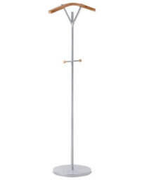 Wyld And Coco Novahome Silver Coat Rack 130 Cm Freestanding, 5-Hook Wooden-Accent Coat Stand For Hallway And Bedroom - thumbnail 1