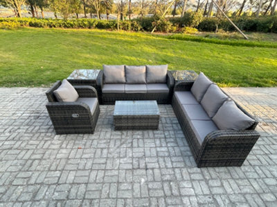 Fimous 7 Seater Rattan Outdoor Garden Furniture Sofa Set Patio Table & Chairs Set - image 1
