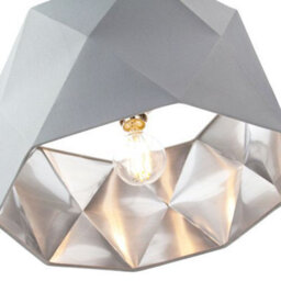 Happy Homewares Grey Cotton 12 Geometric Shade With Inner Brushed Silver Metal Effect Lining - thumbnail 5