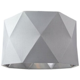 Happy Homewares Grey Cotton 12 Geometric Shade With Inner Brushed Silver Metal Effect Lining