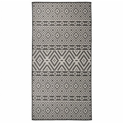 Berkfield Outdoor Flatweave Rug 100X200 Cm Black Stripes