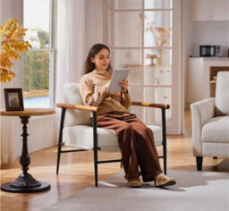 Tub Chair, Modern Boucle Accent Chair With Metal Frame, Plush Back Pillow, Ivory - thumbnail 2