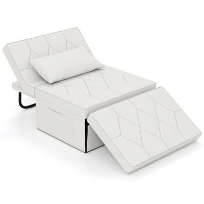 Gainoom 4-In-1 Convertible Sofa Bed White Folding Ottoman Sleeper Couch Lounger - image 1