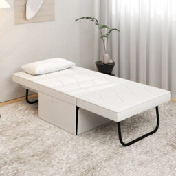 Gainoom 4-In-1 Convertible Sofa Bed White Folding Ottoman Sleeper Couch Lounger - thumbnail 5