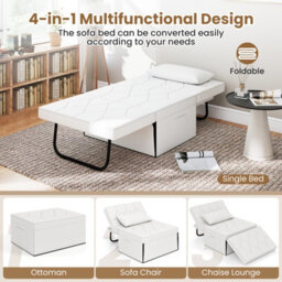 Gainoom 4-In-1 Convertible Sofa Bed White Folding Ottoman Sleeper Couch Lounger - thumbnail 6