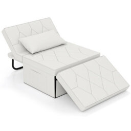 Gainoom 4-In-1 Convertible Sofa Bed White Folding Ottoman Sleeper Couch Lounger - thumbnail 1