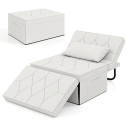 Gainoom 4-In-1 Convertible Sofa Bed White Folding Ottoman Sleeper Couch Lounger - thumbnail 2