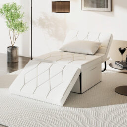 Gainoom 4-In-1 Convertible Sofa Bed White Folding Ottoman Sleeper Couch Lounger - thumbnail 3