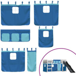 Walplus Bunk Bed Without Mattress With Slide And Curtains Blue 90X200 Cm - thumbnail 5