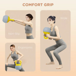 Sportnow 6Kg Kettlebell With Soft Body And Non-Slip Handle, Yellow And Grey - thumbnail 5