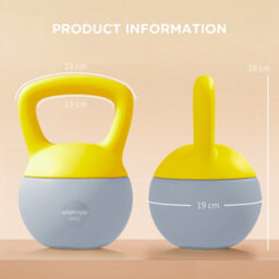 Sportnow 6Kg Kettlebell With Soft Body And Non-Slip Handle, Yellow And Grey - thumbnail 3