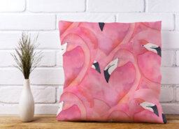 Warren Reed Designer Watercolour Flamingo Hearts Cushions 45Cm X 45Cm - thumbnail 2