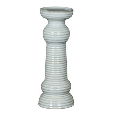 Hill Interiors Sile Medium Pillar Candle Holder - Ceramic - L11 X W11 X H31 Cm - White - image 1