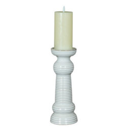 Hill Interiors Sile Medium Pillar Candle Holder - Ceramic - L11 X W11 X H31 Cm - White - thumbnail 2