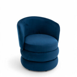 Accent Swivel Chair In Blue Fabric - thumbnail 4