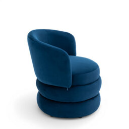 Accent Swivel Chair In Blue Fabric - thumbnail 6